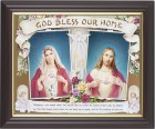 God Bless Our Home Sacred Heart and Immaculate Heart Framed Print