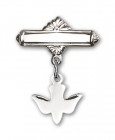 Pin with Holy Spirit Charm and Polished Engravable Badge Pin