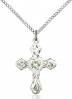 Medium Floral and Petal Cross Pendant with Birthstone Options