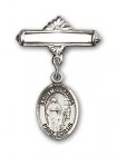 Pin Badge with St. Susanna Charm and Polished Engravable Badge Pin