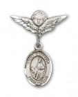 Pin Badge with St. Dymphna Charm and Angel with Smaller Wings Badge Pin