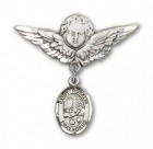 Pin Badge with St. Rosalia Charm and Angel with Larger Wings Badge Pin