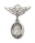 Pin Badge with St. Athanasius Charm and Angel with Smaller Wings Badge Pin