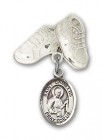 Pin Badge with St. Camillus of Lellis Charm and Baby Boots Pin
