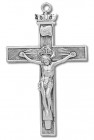 Textured Crown Tip Sterling Silver Rosary Crucifix