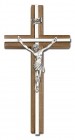 Classic Crucifix Wall Cross in Walnut and Metal Inlay 6"