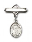 Pin Badge with St. Apollonia Charm and Polished Engravable Badge Pin