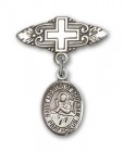 Pin Badge with St. Lidwina of Schiedam Charm and Badge Pin with Cross