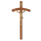 Arched Cross Walnut Wood Wall Crucifix - 8 inch