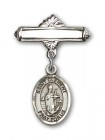 Pin Badge with St. Clement Charm and Polished Engravable Badge Pin