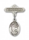 Pin Badge with St. Raphael the Archangel Charm and Godchild Badge Pin