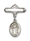 Pin Badge with St. Stanislaus Charm and Polished Engravable Badge Pin