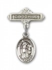 Pin Badge with St. Sebastian Charm and Godchild Badge Pin