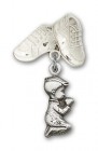Baby Pin with Praying Boy Charm and Baby Boots Pin