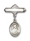 Pin Badge with St. Thomas the Apostle Charm and Polished Engravable Badge Pin