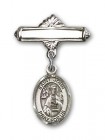 Pin Badge with St. John the Apostle Charm and Polished Engravable Badge Pin