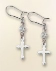 Sterling Silver Cross 'Crystal Bead' Earrings