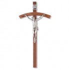 Arched Walnut Wall Crucifix - 11 inch