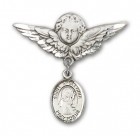 Pin Badge with St. Apollonia Charm and Angel with Larger Wings Badge Pin