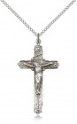 Woodgrain Sterling Silver Crucifix Medal