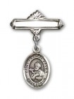 Pin Badge with St. Francis Xavier Charm and Polished Engravable Badge Pin