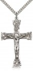 Block Tip Fleur de Lis Crucifix Medal
