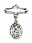 Pin Badge with St. Henry II Charm and Polished Engravable Badge Pin