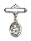 Pin Badge with Our Lady of Prompt Succor Charm and Polished Engravable Badge Pin