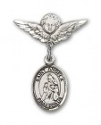 Pin Badge with St. Angela Merici Charm and Angel with Smaller Wings Badge Pin