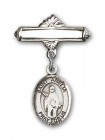 Pin Badge with St. Amelia Charm and Polished Engravable Badge Pin