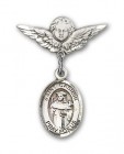 Pin Badge with St. Casimir of Poland Charm and Angel with Smaller Wings Badge Pin