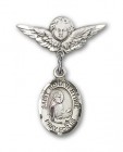 Pin Badge with St. Bonaventure Charm and Angel with Smaller Wings Badge Pin