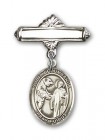 Pin Badge with St. Columbanus Charm and Polished Engravable Badge Pin