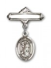 Pin Badge with St. Roch Charm and Polished Engravable Badge Pin
