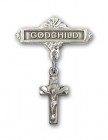 Baby Badge with Crucifix Charm and Godchild Badge Pin