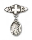 Pin Badge with St. Lucia of Syracuse Charm and Badge Pin with Cross