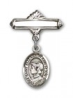 Pin Badge with St. Elizabeth Ann Seton Charm and Polished Engravable Badge Pin