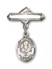 Pin Badge with St. Alexander Sauli Charm and Polished Engravable Badge Pin