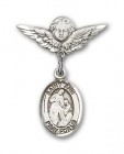 Pin Badge with St. Ann Charm and Angel with Smaller Wings Badge Pin