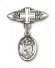 Pin Badge with St. Maurus Charm and Badge Pin with Cross