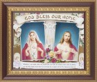 God Bless Our Home Sacred Heart and Immaculate Heart Framed Print