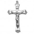 Floral Tip Satin Finish Sterling Silver Rosary Crucifix