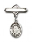 Pin Badge with St. Madeline Sophie Barat Charm and Polished Engravable Badge Pin