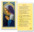 Mother Madonna Praying Rosary Laminated Prayer Card