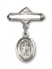 Pin Badge with St. Nicholas Charm and Polished Engravable Badge Pin
