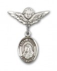 Pin Badge with St. Bruno Charm and Angel with Smaller Wings Badge Pin