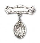 Pin Badge with St. John the Baptist Charm and Arched Polished Engravable Badge Pin