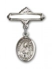 Pin Badge with St. Malachy O'More Charm and Polished Engravable Badge Pin