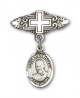 Pin Badge with St. Luigi Orione Charm and Badge Pin with Cross