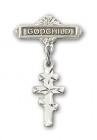 Baby Badge with Greek Orthodox Cross Charm and Godchild Badge Pin
